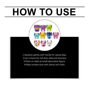 Instructions d'utilisation et détails des couleurs pour le mignon axolotl jouet anti-stress.