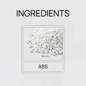 White ABS plastic pellets raw material closeup detail view for manufacturing components