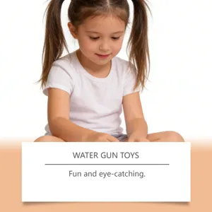 Water gun toy product detail showing child interaction, exciting outdoor summer play fun.