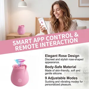 Vibratore rosa con controllo app, 9 modalità di aspirazione e vibrazione per il piacere.