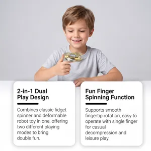 Deformable robot fidget spinner 2-in-1 toy for casual decompression and fun fingertip play.