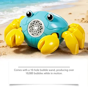 Cute crawling musical crab bubble machine toy for kids outdoor beach fun party play.