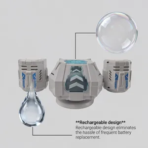 DOWMOO aufladbare Mecha Seifenblasenmaschine für Kinder Outdoor, weißes futuristisches Design.