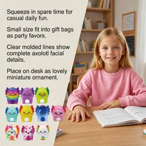 Détail de jouet anti-stress axolotl mignon, texture douce pour relaxation, beau décor de bureau.