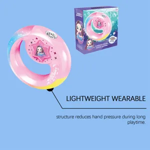 Kids mermaid glowing ring bubble machine, lightweight wearable outdoor interactive toy for kids.