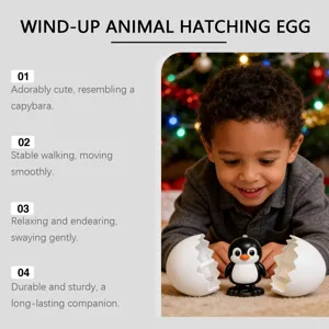 Juguete de huevo de eclosión de animales con cuerda, simpático pingüino caminante interactivo niños.