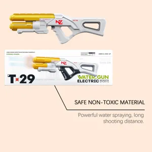 Electric toy water gun with long shooting distance and safe material for summer outdoor fun.