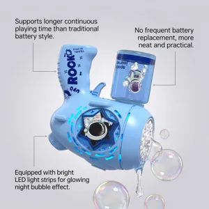 Pistola per bolle di sapone astronauta elettrica con luci LED e modalità di gioco continuo.