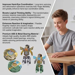 Transforming Robot Fidget Spinner 2-in-1 Sensory Toy for Kids Detail Display View