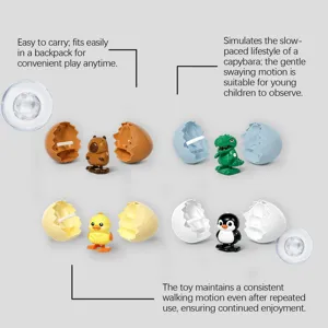 Lindo juego de juguetes de animales capibara de cuerda en huevo, diseño portátil para niños.