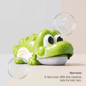 Green cartoon crocodile baby bath toy, cute interactive water play toy for kids safety.
