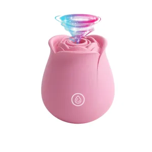Vibratore rosa a forma di rosa con funzione di suzione, dimensioni compatte e design elegante per te.