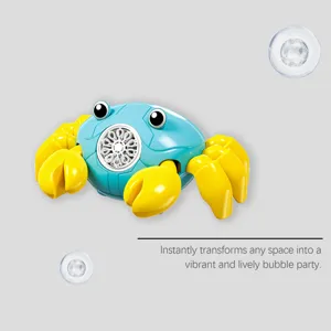 Detailed view of the cute green crawling music bubble crab toy, showing fun interactive features.