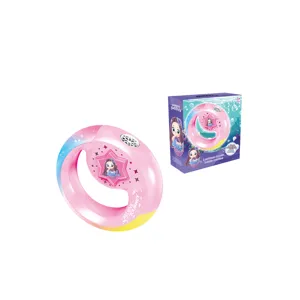 Kids Luminous Mermaid Bubble Machine Ring Toy Outdoor Fun Interactive Pink Circular Blower