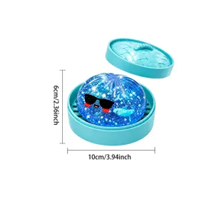 Blue glitter shark squishy toy in steamer basket, stress relief sensory toy 10x6cm.