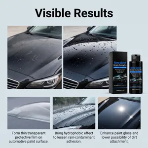 Detalle de revestimiento ceramico para coche con efecto hidrofobo y mayor brillo duradero.