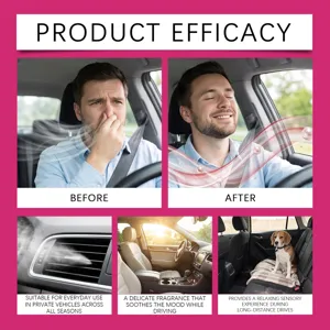 Vista dettagliata dell'efficacia del profumo auto, fragranza fresca negli interni.