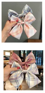 Jolie pince à cheveux nœud papillon à carreaux accessoire cheveux style JK pour fille élégante