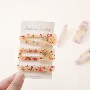 Acrylic acetate hair clip set 3 pieces cute geometric barrettes for women girls daily hair styling.