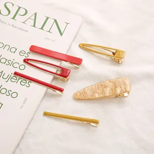 Cute acrylic and metal hair clips set, fashionable side hairpins for women and girls daily use.