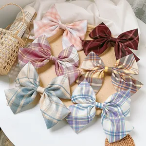 Barrette à Noeud Carreaux Coiffure JK Mignon Pince à Cheveux Accessoires pour Femmes