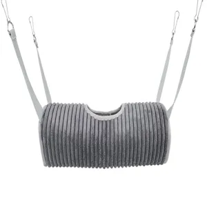 Tunnel sospeso in peluche grigio per criceti nido caldo per sonno invernale con cinghie