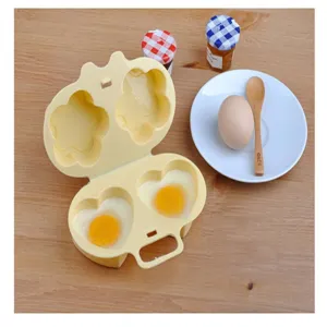 Microwave egg boiler double heart flower plastic mold kitchen cooking tool portable cooker