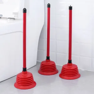 Heavy duty toilet plunger with powerful rubber suction cup for bathroom clog removal
