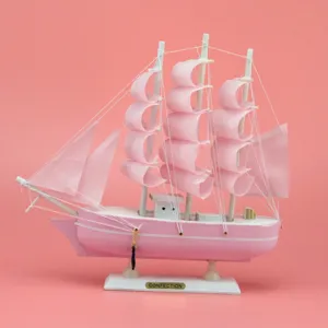 Hölzernes rosa Segelboot Modell Ornament Schreibtisch Dekoration nautisches Geschenk