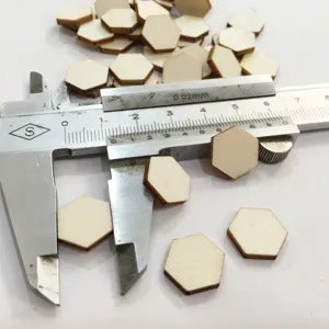 Wooden hexagonal craft pieces, natural wood color, ideal for DIY painting and home decoration.