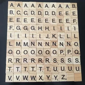 Wooden English alphabet letter tiles set for home decor, DIY crafts, and photography props.