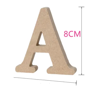 Wooden letter A ornament 8cm tall unpainted MDF wood for DIY home wedding decor photo props