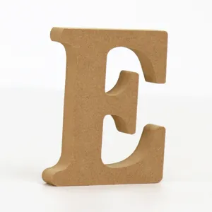 Detailed view of wooden letter E ornament, natural texture and sturdy design for home decor.