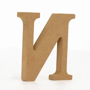 Wooden letter N ornament, natural MDF material, perfect for home decor and photography props.