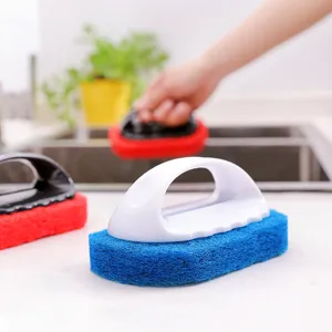 Household Cleaning Brush Sponge Hard Bottom Scrub Brush For Stove Bathroom Bathtub Tile Floor Cleaning Tool