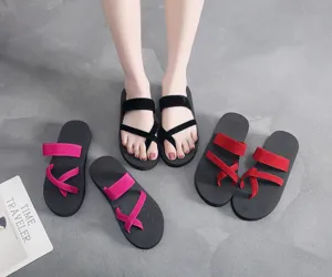 Vrouwen platte teenstappers sandalen zomer strand schoenen kruisbandjes slippers kleurrijk