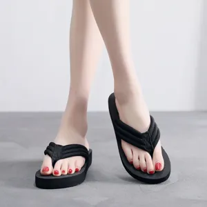 Tongs compensees femme sandales de plage ete avec bride en tissu et talon 3cm detail.