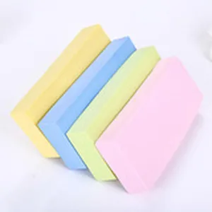 Colorful cleaning sponge block set detail view, soft foam material for home use.