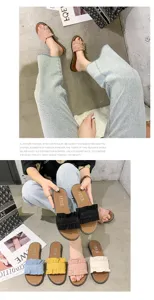 Women ruffle flat sandals casual summer beach slip-on slides multi-color comfortable shoes