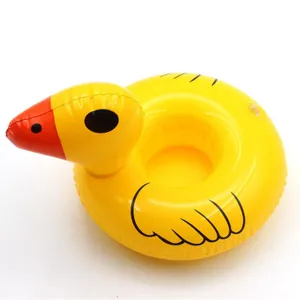 Cute inflatable yellow duck drink holder pool float cup holder for water party 1pc