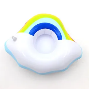 Inflatable Rainbow Cloud Drink Float Cute Pool Party Cup Holder PVC Beverage Water Toy