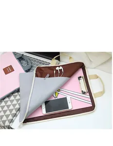 Mehrschichtige A4 Dokumententasche Oxford Segeltuch Handtasche Laptophuelfe mit Faechern.
