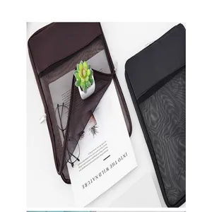 Translucent mesh zipper file bag student stationery storage pencil case detailed view.