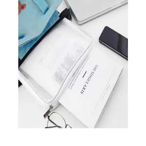 Translucent mesh zipper file bag detail view showing clear window and smooth metal zipper.