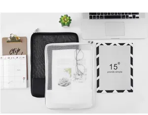 Translucent mesh zipper document bag, student exam pencil and stationery storage bag.