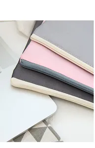 Detailaufnahme der Laptoptasche aus Oxford-Gewebe mit mehrschichtigem Reißverschluss.