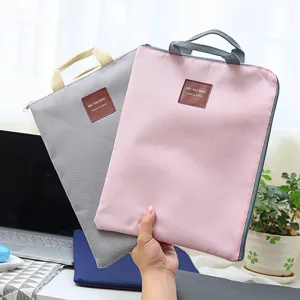 Borsa per documenti A4 in tessuto Oxford impermeabile, organizer multistrato con manico e zip.