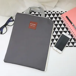 Oxford canvas document bag with zipper handles for A4 files and iPad laptop storage main view.