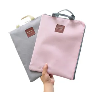 Oxford canvas portable A4 document bag iPad tablet sleeve handbag with zipper handle.