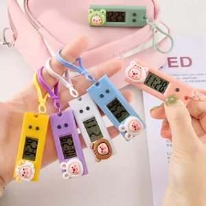 Mini cute cartoon electronic pocket watch portable digital hanging watch for students.